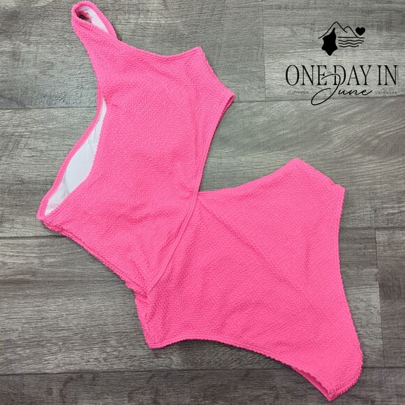 Adisputent Smocked One Shoulder One Piece Swimsuit Size M - Picture 4 of 4